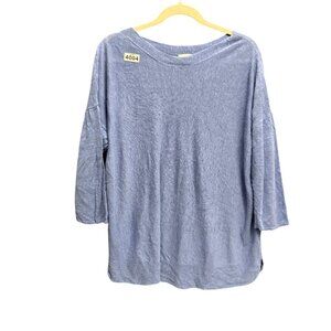J. Jill Women Tunic Top SZ XL 3/4 Sleeve Textured Knit Lagenlook Coastal Blue